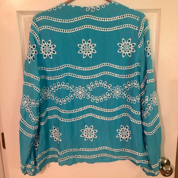 Boston Proper Women’s Turquoise Beaded Blouse Size M - Picture 4 of 6